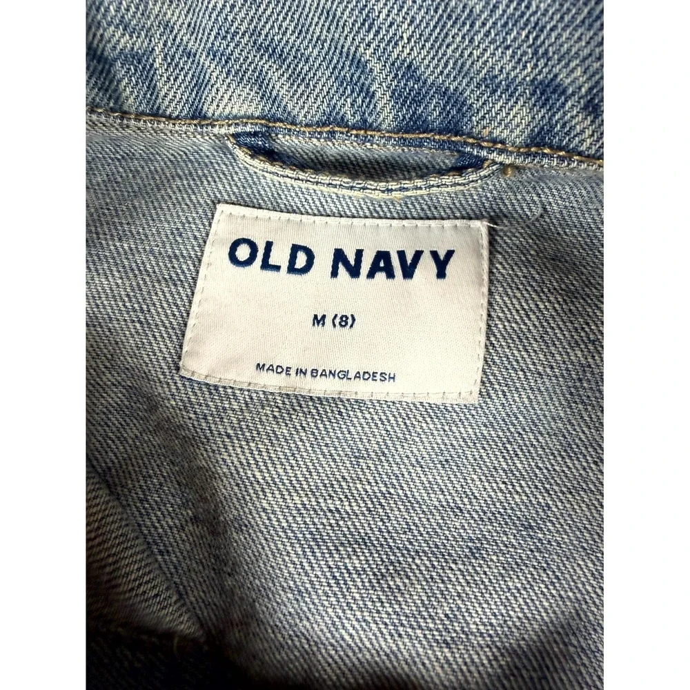 Old Navy Trucker Jacket Girls M(8) Blue‎ Denim Cropped Classic Button Front